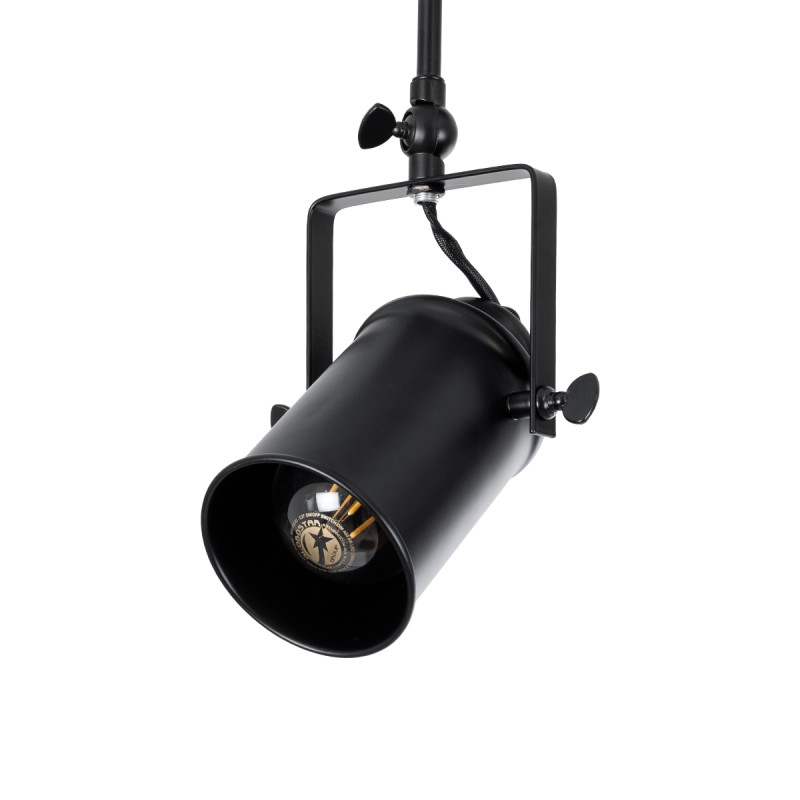 GloboStar® HOLLYWOOD 01154 Vintage Φωτιστικό Οροφής Ράγα Δίφωτο 2 x E27 IP20 Μαύρο Μέταλλο - Μ45 x Π15 x Υ40cm