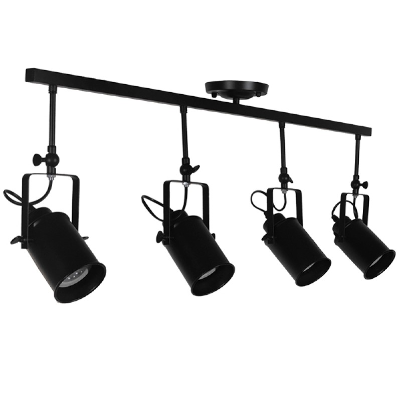 GLOBOSTAR® HOLLYWOOD 01156 Vintage Φωτιστικό Οροφής με Ντουί 4 x E27 AC 220-240V IP20 - Μαύρο - Μ13 x Π110 x Υ38cm