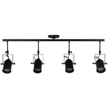 GLOBOSTAR® HOLLYWOOD 01156 Vintage Φωτιστικό Οροφής με Ντουί 4 x E27 AC 220-240V IP20 - Μαύρο - Μ13 x Π110 x Υ38cm