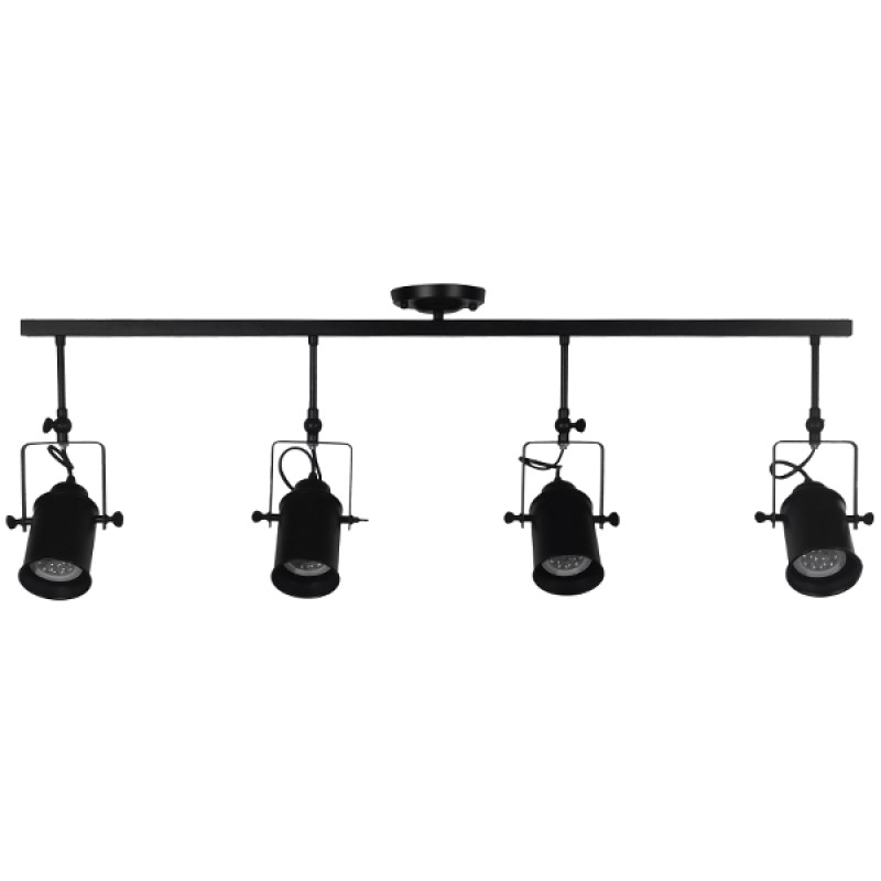 GLOBOSTAR® HOLLYWOOD 01156 Vintage Φωτιστικό Οροφής με Ντουί 4 x E27 AC 220-240V IP20 - Μαύρο - Μ13 x Π110 x Υ38cm