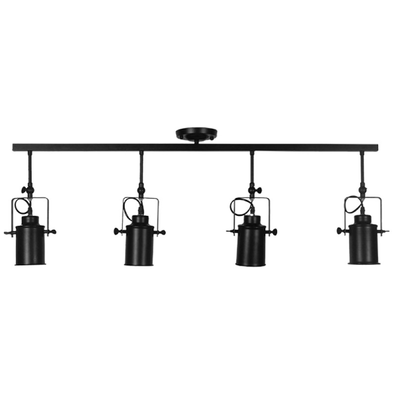GLOBOSTAR® HOLLYWOOD 01156 Vintage Φωτιστικό Οροφής με Ντουί 4 x E27 AC 220-240V IP20 - Μαύρο - Μ13 x Π110 x Υ38cm