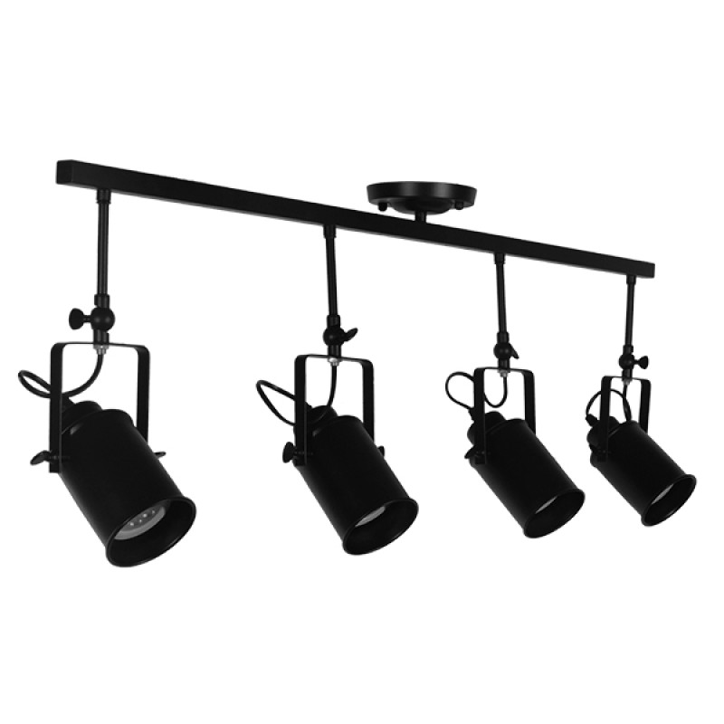 GLOBOSTAR® HOLLYWOOD 01156 Vintage Φωτιστικό Οροφής με Ντουί 4 x E27 AC 220-240V IP20 - Μαύρο - Μ13 x Π110 x Υ38cm