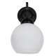 GloboStar® ISEN 01157 Μοντέρνο Επιτοίχιο Φωτιστικό Απλίκα Μονόφωτο 1 x E27 IP20 Μαύρο Μέταλλο με Λευκό Γυαλί - Μ24 x Π15 x Υ27cm