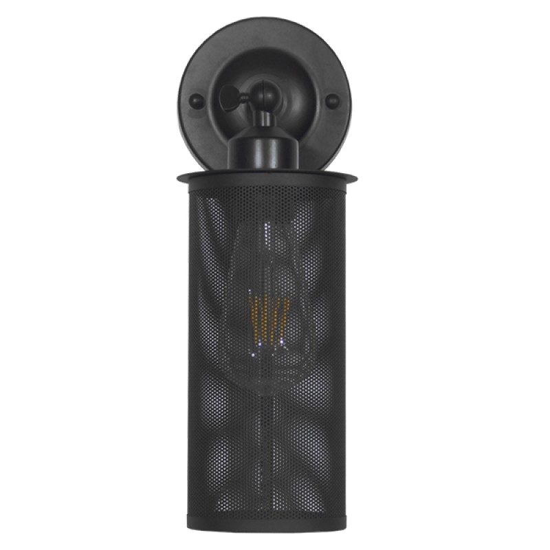 GloboStar® HOLVIA 01160 Vintage Επιτοίχιο Φωτιστικό Απλίκα Μονόφωτο 1 x E27 IP20 Μαύρο Μέταλλο - Μ16 x Π12 x Υ34cm