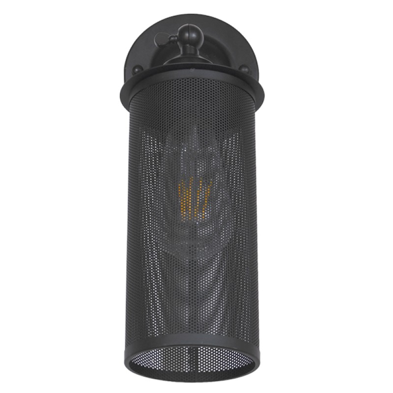 GloboStar® HOLVIA 01160 Vintage Επιτοίχιο Φωτιστικό Απλίκα Μονόφωτο 1 x E27 IP20 Μαύρο Μέταλλο - Μ16 x Π12 x Υ34cm