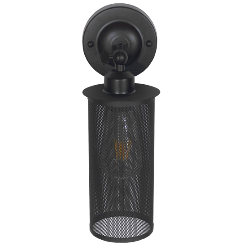 GloboStar® HOLVIA 01160 Vintage Επιτοίχιο Φωτιστικό Απλίκα Μονόφωτο 1 x E27 IP20 Μαύρο Μέταλλο - Μ16 x Π12 x Υ34cm