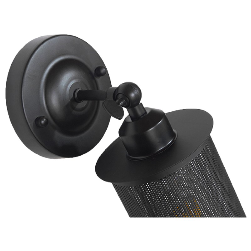 GloboStar® HOLVIA 01160 Vintage Επιτοίχιο Φωτιστικό Απλίκα Μονόφωτο 1 x E27 IP20 Μαύρο Μέταλλο - Μ16 x Π12 x Υ34cm