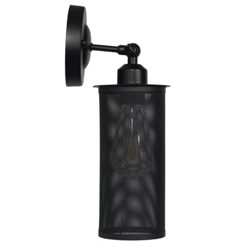 GloboStar® HOLVIA 01160 Vintage Επιτοίχιο Φωτιστικό Απλίκα Μονόφωτο 1 x E27 IP20 Μαύρο Μέταλλο - Μ16 x Π12 x Υ34cm