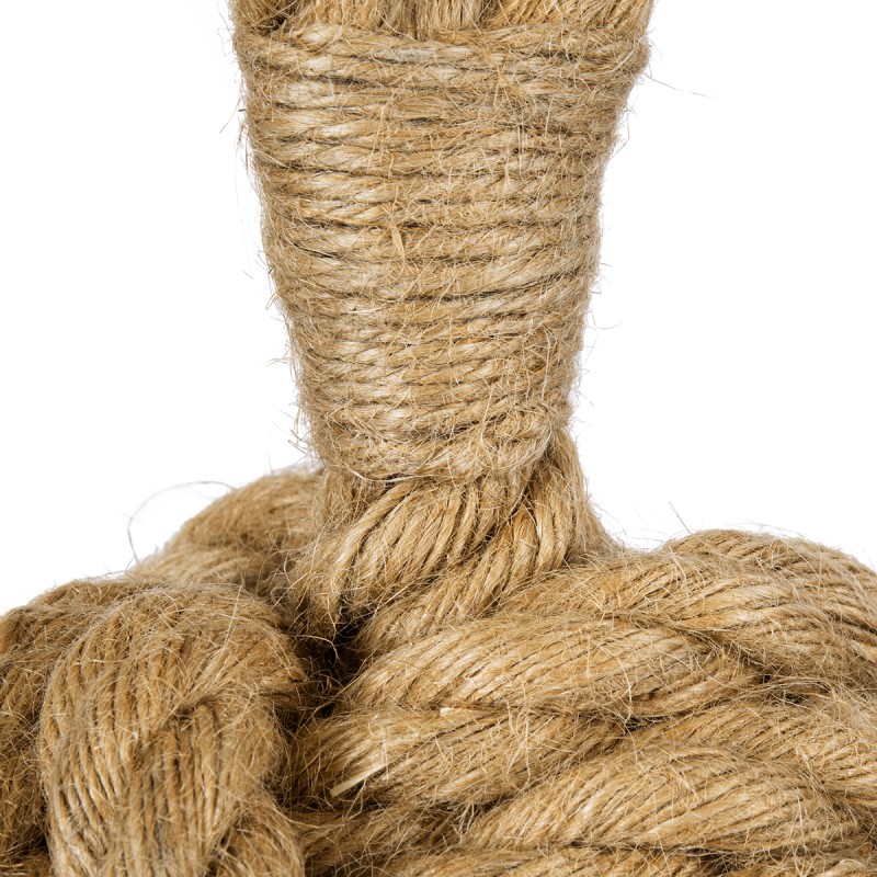 GloboStar® MONKEY FIST 01162 Vintage Επιτραπέζιο Φωτιστικό Πορτατίφ Μονόφωτο 1 x E27 με Μπεζ Σχοινί και Καπέλο Φ27 x Υ58cm