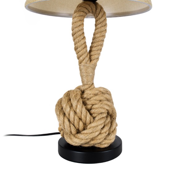 GloboStar® MONKEY FIST 01162 Vintage Επιτραπέζιο Φωτιστικό Πορτατίφ Μονόφωτο 1 x E27 IP20 Μπεζ Σχοινί με Μπεζ Ύφασμα - Μ27 x Π27 x Υ58cm GloboStar® MONKEY FIST 01162 Vintage Επιτραπέζιο Φωτιστικό Πορτατίφ Μονόφωτο 1 x E27 με Μπεζ Σχοινί και Καπέλο Φ27 x Υ58cm