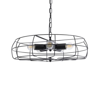 GLOBOSTAR® HELIX 01164 Vintage Κρεμαστό Φωτιστικό Οροφής με Ντουί 5 x E27 AC 220-240V IP20 - Μαύρο - Μ46 x Π46 x Υ13cm