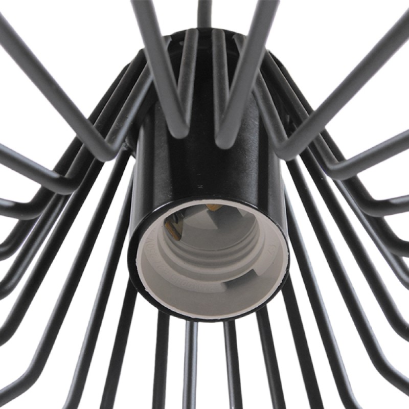 GloboStar® TERE 01165 Vintage Κρεμαστό Φωτιστικό Καμπάνα Μονόφωτο 1 x E27 IP20 Μαύρο Μέταλλο - Μ30 x Π30 x Υ25cm