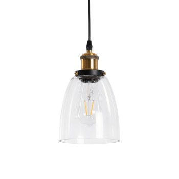 GLOBOSTAR® WICKHAM 01168 Vintage Κρεμαστό Φωτιστικό Οροφής με Ντουί 1 x E27 AC 220-240V IP20 - Χρυσό & Διάφανο - Μ14 x Π14 x Y23cm