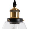 GloboStar® WICKHAM 01168 Vintage Κρεμαστό Φωτιστικό Καμπάνα Μονόφωτο 1 x E27 IP20 Διάφανο Γυαλί με Μαύρο & Χρυσό Μέταλλο - Μ14 x Π14 x Y23cm