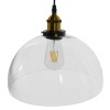 GloboStar® WICKHAM 01171 Vintage Κρεμαστό Φωτιστικό Καμπάνα Μονόφωτο 1 x E27 IP20 Διάφανο Γυαλί με Μαύρο & Χρυσό Μέταλλο - Μ30 x Π30 x Y25cm