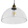 GloboStar® WICKHAM 01171 Vintage Κρεμαστό Φωτιστικό Καμπάνα Μονόφωτο 1 x E27 IP20 Διάφανο Γυαλί με Μαύρο & Χρυσό Μέταλλο - Μ30 x Π30 x Y25cm