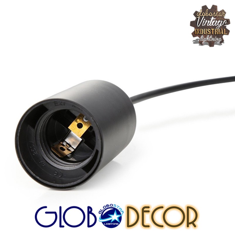GloboStar® WIRED 01173 Vintage Κρεμαστό Φωτιστικό Πλέγμα Πολύφωτο 10 x E27 Μαύρο Μέταλλο με Μαύρο Πλαστικό - 200cm