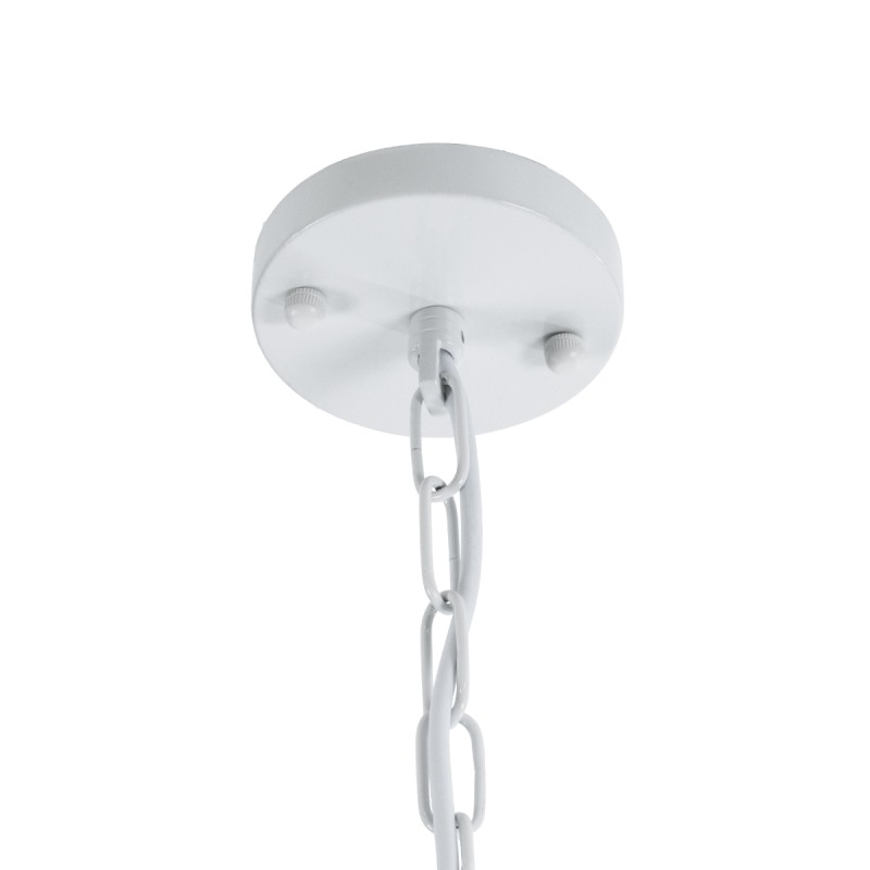 GloboStar® LARKIN 01174 Vintage Κρεμαστό Φωτιστικό Καμπάνα Μονόφωτο 1 x E27 IP20 Λευκό Μέταλλο - Μ30 x Π30 x Y28cm