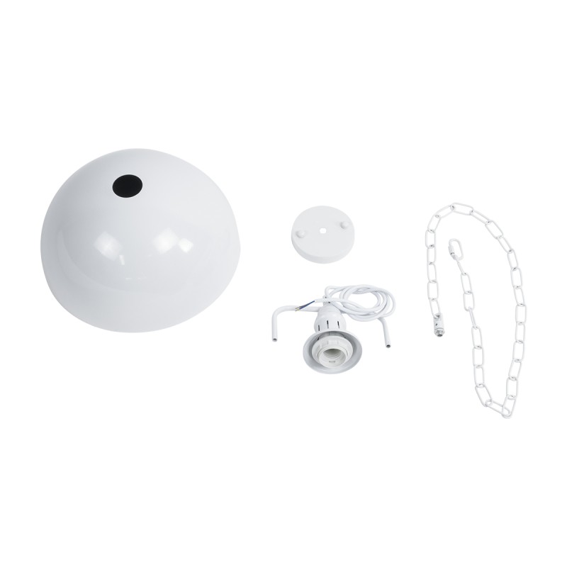 GloboStar® LARKIN 01174 Vintage Κρεμαστό Φωτιστικό Καμπάνα Μονόφωτο 1 x E27 IP20 Λευκό Μέταλλο - Μ30 x Π30 x Y28cm