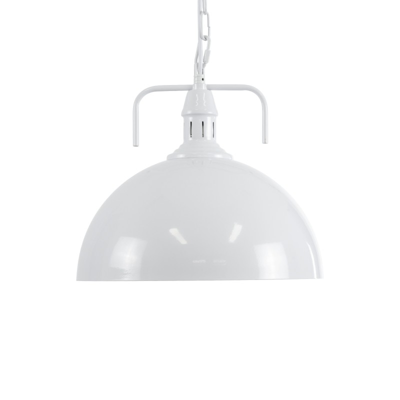 GloboStar® LARKIN 01174 Vintage Κρεμαστό Φωτιστικό Καμπάνα Μονόφωτο 1 x E27 IP20 Λευκό Μέταλλο - Μ30 x Π30 x Y28cm