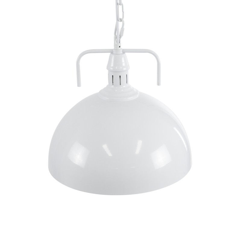 GloboStar® LARKIN 01174 Vintage Κρεμαστό Φωτιστικό Καμπάνα Μονόφωτο 1 x E27 IP20 Λευκό Μέταλλο - Μ30 x Π30 x Y28cm