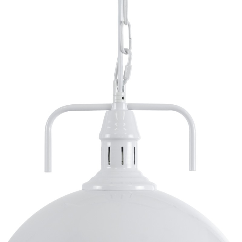 GloboStar® LARKIN 01174 Vintage Κρεμαστό Φωτιστικό Καμπάνα Μονόφωτο 1 x E27 IP20 Λευκό Μέταλλο - Μ30 x Π30 x Y28cm