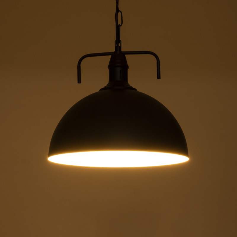 GloboStar® LARKIN 01175 Vintage Κρεμαστό Φωτιστικό Καμπάνα Μονόφωτο 1 x E27 IP20 Μαύρο Μέταλλο - Μ30 x Π30 x Y28cm