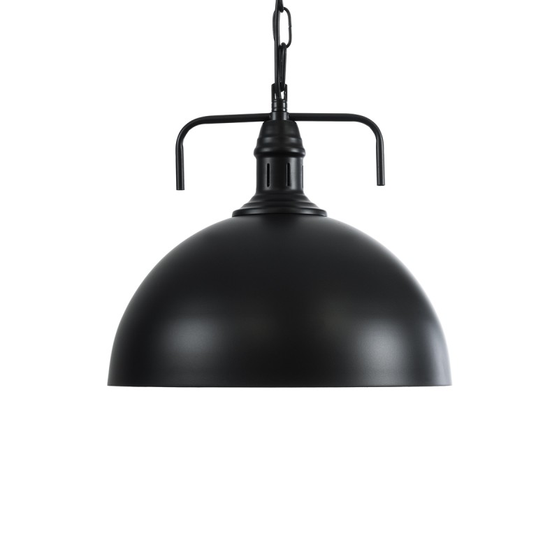 GloboStar® LARKIN 01175 Vintage Κρεμαστό Φωτιστικό Καμπάνα Μονόφωτο 1 x E27 IP20 Μαύρο Μέταλλο - Μ30 x Π30 x Y28cm