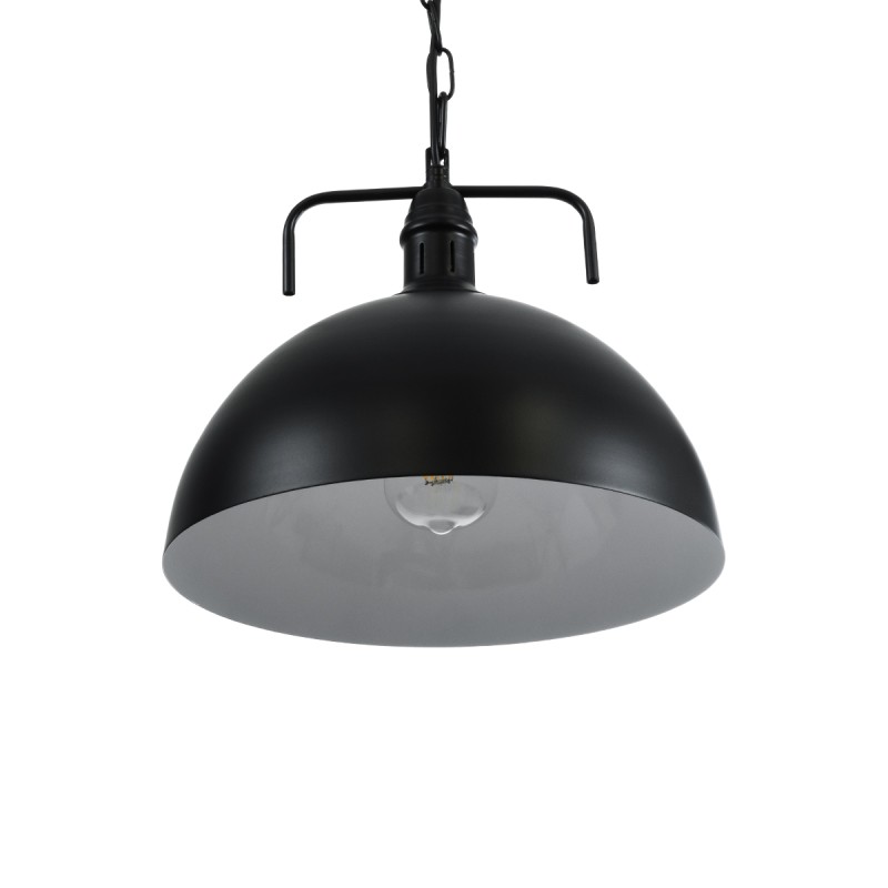 GloboStar® LARKIN 01175 Vintage Κρεμαστό Φωτιστικό Καμπάνα Μονόφωτο 1 x E27 IP20 Μαύρο Μέταλλο - Μ30 x Π30 x Y28cm