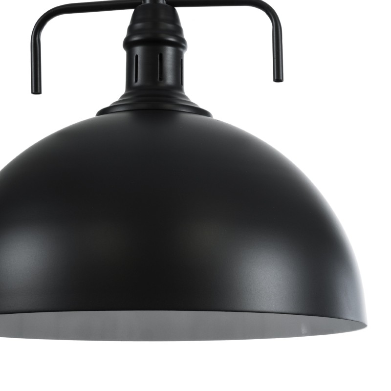 GloboStar® LARKIN 01175 Vintage Κρεμαστό Φωτιστικό Καμπάνα Μονόφωτο 1 x E27 IP20 Μαύρο Μέταλλο - Μ30 x Π30 x Y28cm