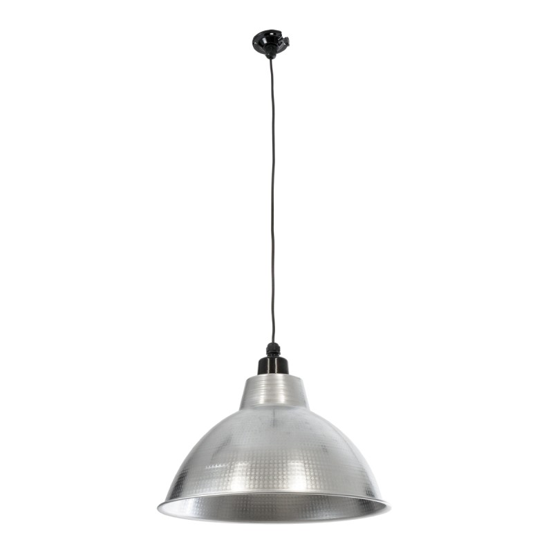 GloboStar® LOUVE 01178 Vintage Κρεμαστό Φωτιστικό Καμπάνα Μονόφωτο 1 x E27 IP20 Ασημί & Μαύρο Μέταλλο - Μ40 x Π40 x Y30cm