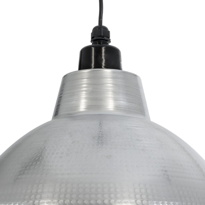 GloboStar® LOUVE 01178 Vintage Κρεμαστό Φωτιστικό Καμπάνα Μονόφωτο 1 x E27 IP20 Ασημί & Μαύρο Μέταλλο - Μ40 x Π40 x Y30cm