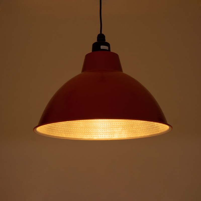 GloboStar® LOUVE 01177 Vintage Κρεμαστό Φωτιστικό Καμπάνα Μονόφωτο 1 x E27 IP20 Κόκκινο, Ασημί & Μαύρο Μέταλλο - Μ40 x Π40 x Y30cm