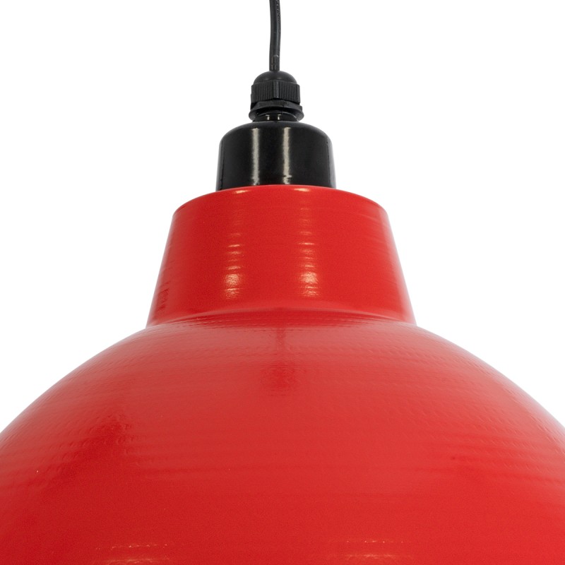 GloboStar® LOUVE 01177 Vintage Κρεμαστό Φωτιστικό Καμπάνα Μονόφωτο 1 x E27 IP20 Κόκκινο, Ασημί & Μαύρο Μέταλλο - Μ40 x Π40 x Y30cm