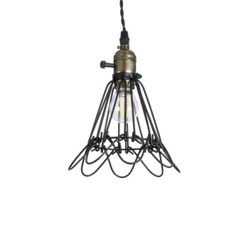 GLOBOSTAR® FLOWER IRON RUST 01181 Vintage Κρεμαστό Φωτιστικό Οροφής με Ντουί 1 x E27 AC 220-240V IP20 - Μαύρο & Μπρούτζινο - Μ10 x Π10 x Υ20cm