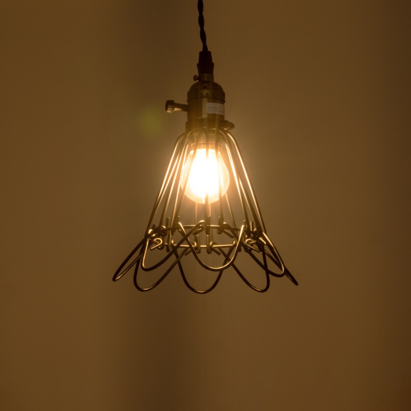 GloboStar® FLOWER IRON RUST 01181 Vintage Κρεμαστό Φωτιστικό Πλέγμα Μονόφωτο 1 x E27 IP20 Μαύρο Μέταλλο - Μ10 x Π10 x Υ20cm