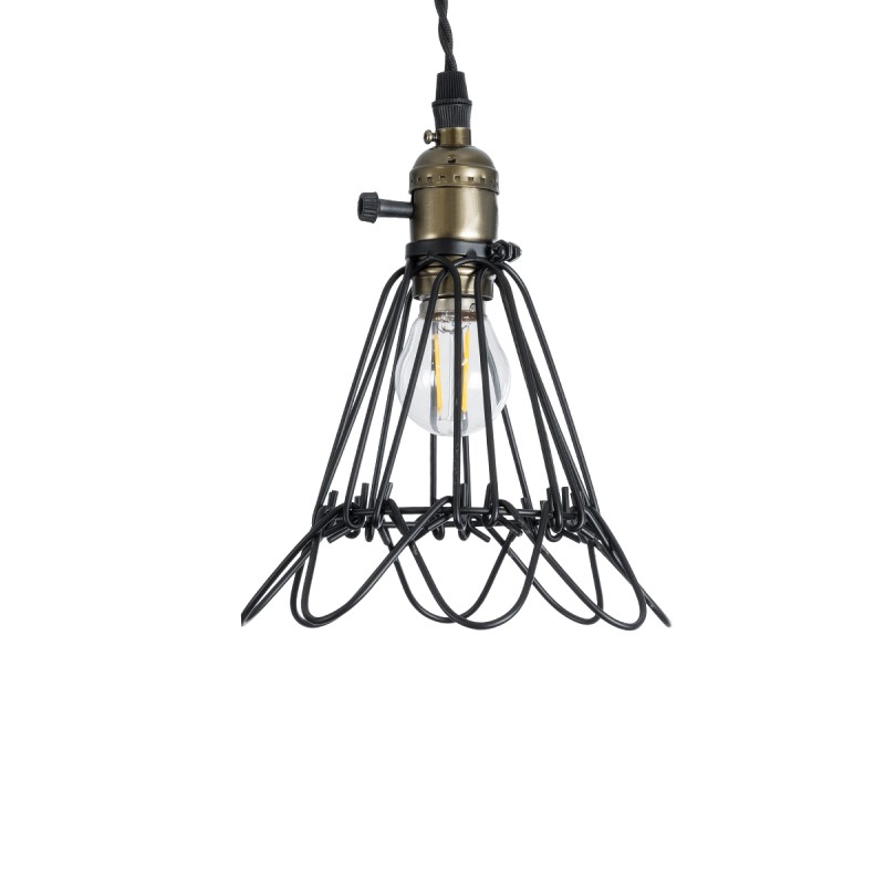GloboStar® FLOWER IRON RUST 01181 Vintage Κρεμαστό Φωτιστικό Πλέγμα Μονόφωτο 1 x E27 IP20 Μαύρο Μέταλλο - Μ10 x Π10 x Υ20cm