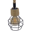 GloboStar® HELLET 01182 Vintage Κρεμαστό Φωτιστικό Πλέγμα Μονόφωτο 1 x E27 IP20 Μαύρο Μέταλλο με Μπεζ Σχοινί - Μ16 x Π16 x Υ25cm