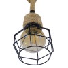 GloboStar® HELLET 01182 Vintage Κρεμαστό Φωτιστικό Πλέγμα Μονόφωτο 1 x E27 IP20 Μαύρο Μέταλλο με Μπεζ Σχοινί - Μ16 x Π16 x Υ25cm