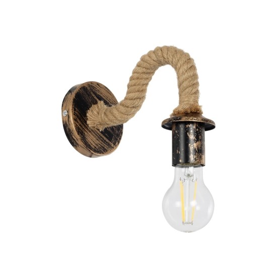 GloboStar® DAKER 01184 Vintage Επιτοίχιο Φωτιστικό Απλίκα Μονόφωτο 1 x E27 IP20 Χάλκινο Μέταλλο Με Μπεζ Σχοινί - Μ21 x Π12 x Υ16cm GloboStar® DAKER 01184 Vintage Επιτοίχιο Φωτιστικό Απλίκα Μονόφωτο 1 x E27 IP20 Χάλκινο Μέταλλο Με Μπεζ Σχοινί - Μ21 x Π12 x Υ16cm