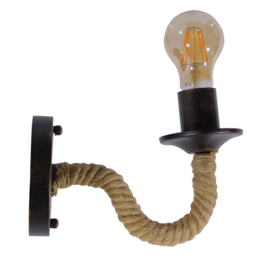 GloboStar® DAKER 01184 Vintage Επιτοίχιο Φωτιστικό Απλίκα Μονόφωτο 1 x E27 IP20 Χάλκινο Μέταλλο Με Μπεζ Σχοινί - Μ21 x Π12 x Υ16cm GloboStar® DAKER 01184 Vintage Επιτοίχιο Φωτιστικό Απλίκα Μονόφωτο 1 x E27 IP20 Χάλκινο Μέταλλο Με Μπεζ Σχοινί - Μ21 x Π12 x Υ16cm