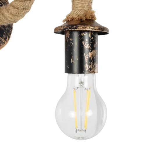 GloboStar® DAKER 01184 Vintage Επιτοίχιο Φωτιστικό Απλίκα Μονόφωτο 1 x E27 IP20 Χάλκινο Μέταλλο Με Μπεζ Σχοινί - Μ21 x Π12 x Υ16cm GloboStar® DAKER 01184 Vintage Επιτοίχιο Φωτιστικό Απλίκα Μονόφωτο 1 x E27 IP20 Χάλκινο Μέταλλο Με Μπεζ Σχοινί - Μ21 x Π12 x Υ16cm