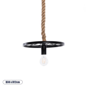 GLOBOSTAR® VELO 01185 Vintage Κρεμαστό Φωτιστικό Οροφής με Ντουί 1 x E27 AC 220-240V IP20 - Μαύρο & Μπεζ - Μ30 x Π30 x Υ12cm