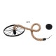 GloboStar® VELO 01185 Vintage Κρεμαστό Φωτιστικό Ανάρτηση Μονόφωτο 1 x E27 IP20 Μαύρο Μέταλλο με Μπεζ Σχοινί - Μ30 x Π30 x Υ12cm