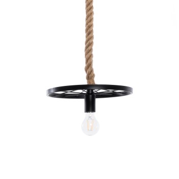 GLOBOSTAR® VELO 01185 Vintage Κρεμαστό Φωτιστικό Οροφής με Ντουί 1 x E27 AC 220-240V IP20 - Μαύρο & Μπεζ - Μ30 x Π30 x Υ12cm