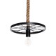 GloboStar® VELO 01185 Vintage Κρεμαστό Φωτιστικό Ανάρτηση Μονόφωτο 1 x E27 IP20 Μαύρο Μέταλλο με Μπεζ Σχοινί - Μ30 x Π30 x Υ12cm