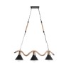 GloboStar® TYMEN 01189 Vintage Κρεμαστό Φωτιστικό Καμπάνα Τρίφωτο 3 x E27 IP20 Μαύρο Μέταλλο με Μπεζ Σχοινί - Μ85 x Π18.5 x Υ20cm