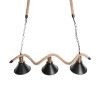 GloboStar® TYMEN 01189 Vintage Κρεμαστό Φωτιστικό Καμπάνα Τρίφωτο 3 x E27 IP20 Μαύρο Μέταλλο με Μπεζ Σχοινί - Μ85 x Π18.5 x Υ20cm