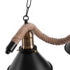 GloboStar® TYMEN 01189 Vintage Κρεμαστό Φωτιστικό Καμπάνα Τρίφωτο 3 x E27 IP20 Μαύρο Μέταλλο με Μπεζ Σχοινί - Μ85 x Π18.5 x Υ20cm
