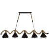 GloboStar® TYMEN 01190 Vintage Κρεμαστό Φωτιστικό Καμπάνα Πολύφωτο 5 x E27 IP20 Μαύρο Μέταλλο με Μπεζ Σχοινί - Μ150 x Π22 x Υ23cm